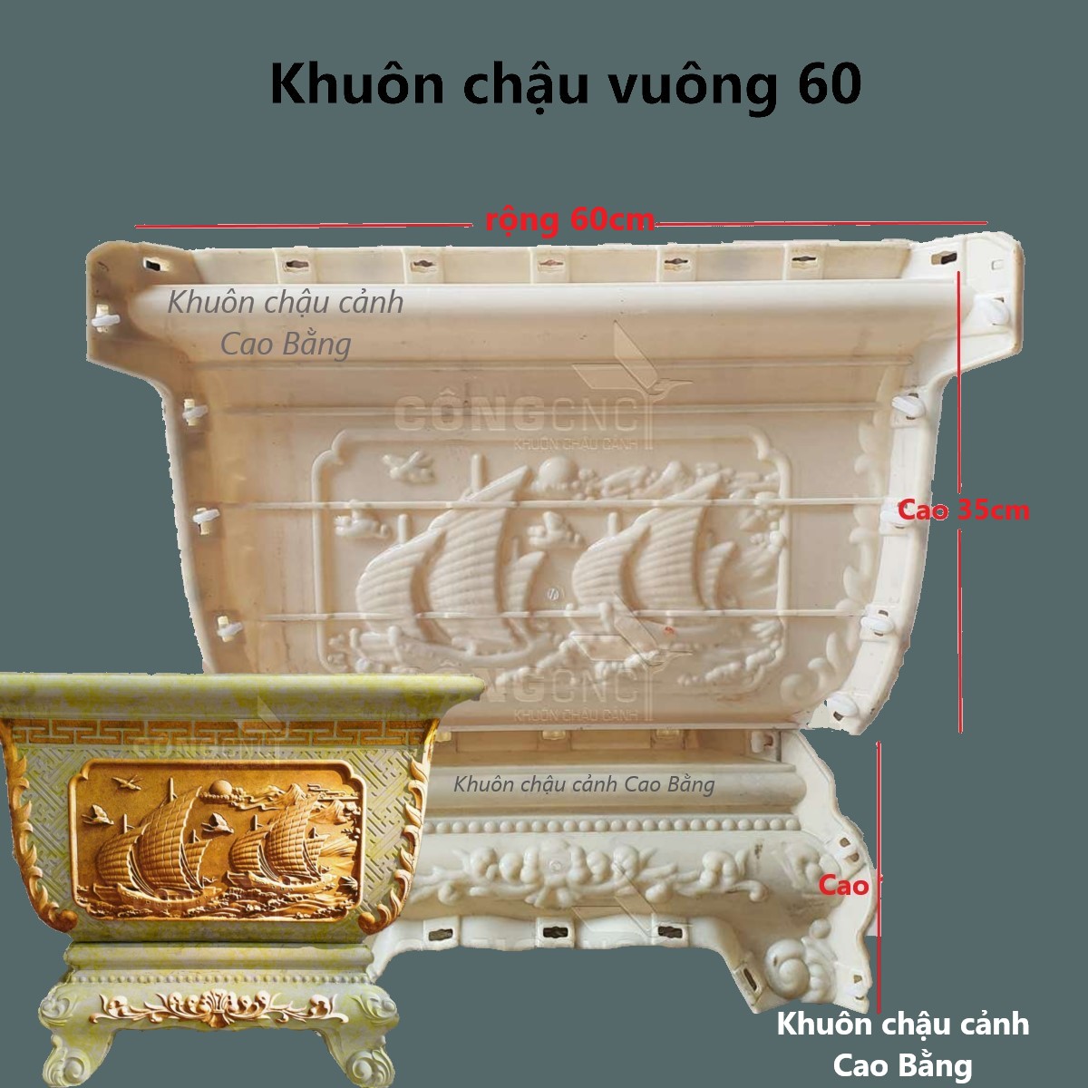 khuôn đúc chậu cảnh vuông 60 thuận buồn suôi gió và bát mã thành công