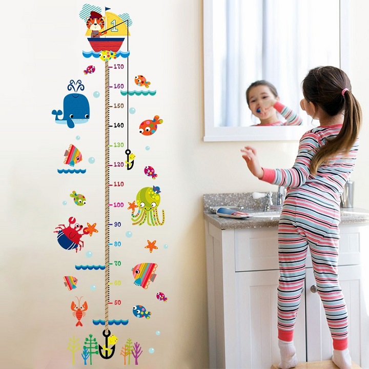Decal đo chiều cao cho bé sinh vật biển