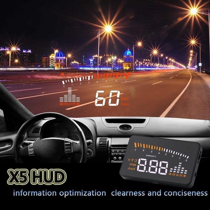 Bộ hiển thị tốc độ và thông tin lên kính lái xe hơi , ô tô HUD X5