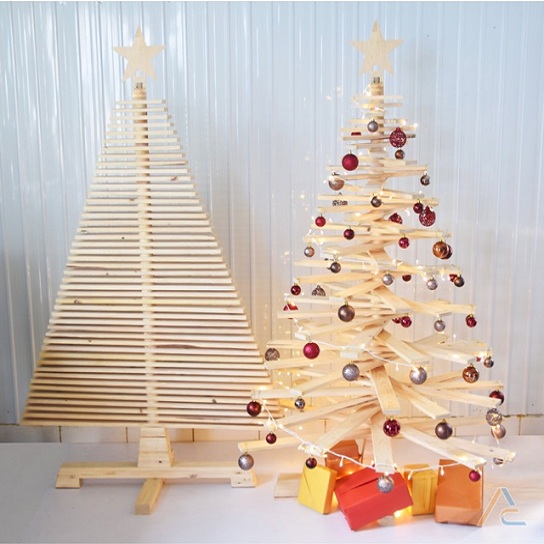 [HCM]Cây thông noel bằng gỗ 1m có phụ kiện - Cây thông noen bằng gỗ - Phụ kiện phục vụ ngày lễ noen