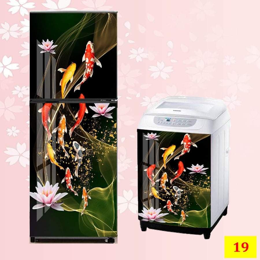Miếng dán tủ lạnh, máy giặt mẫu 19 cửu ngư quần hội
