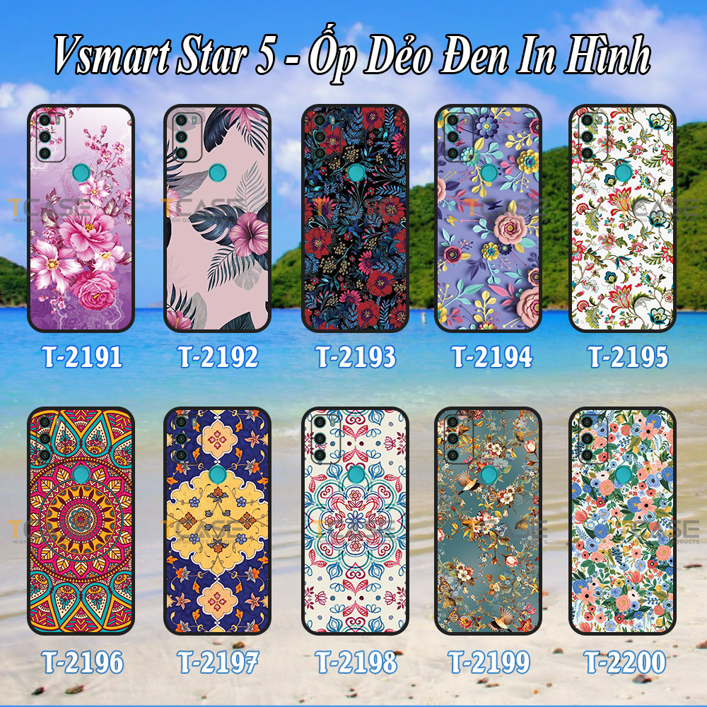 [HCM]Ốp lưng Vsmart Star 5 - Ốp dẻo đen in hình Họa Tiết Hoa Đẹp