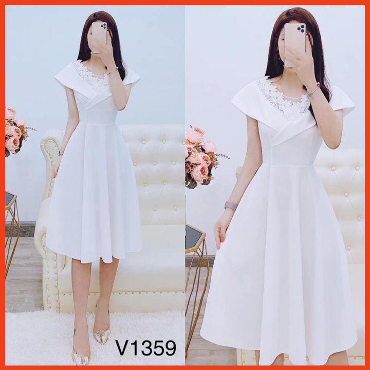 [HCM]Đầm xòe công chúa thiết kế cổ ren V1359