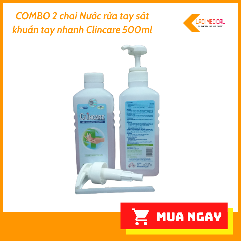 COMBO 2 chai Nước rửa tay sát khuẩn tay nhanh Clincare 500ml