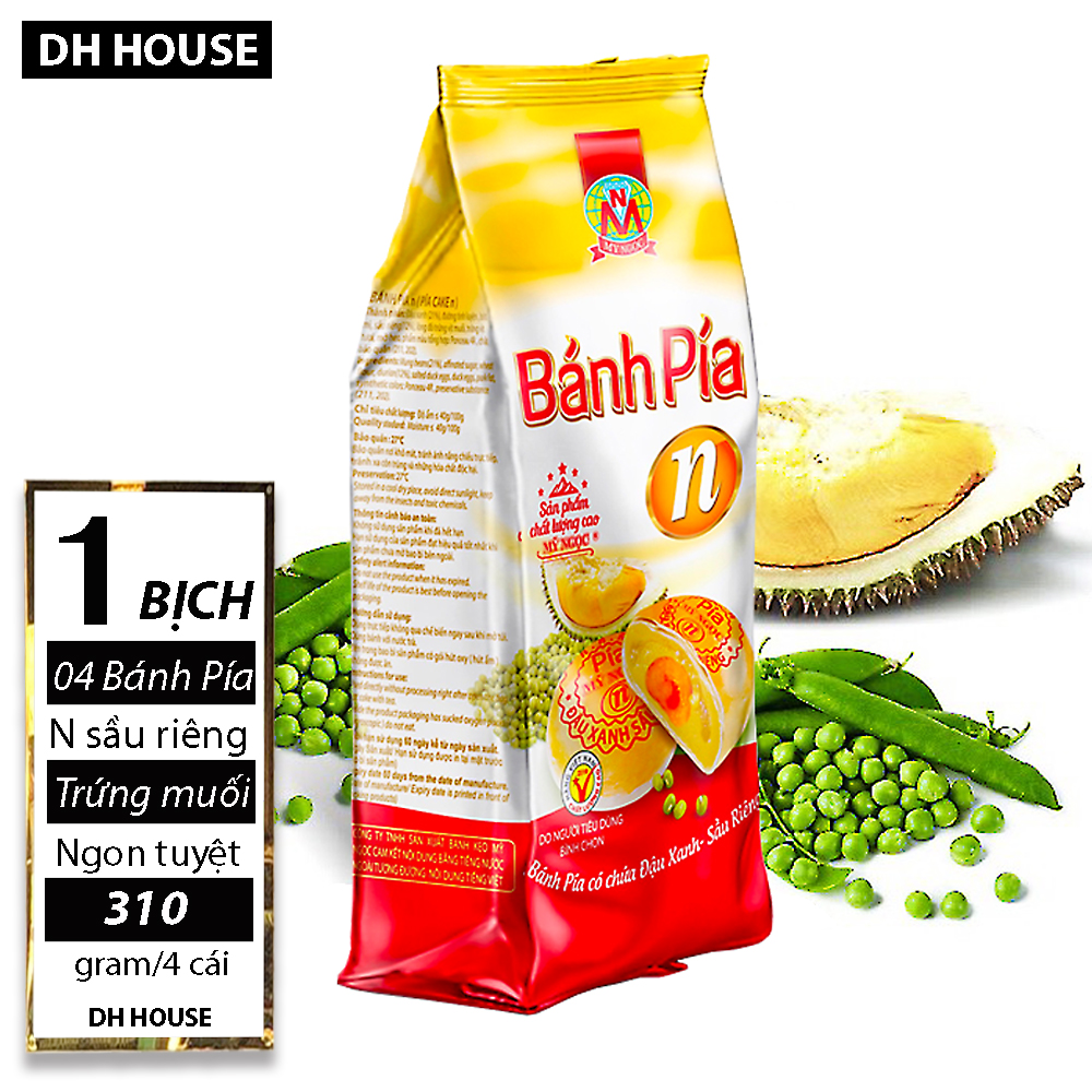 Bịch x 04 cái (310gr) Bánh pía N sầu riêng trứng muối cao cấp Mỹ Ngọc (Date : 60 ngày) DHHOUSE