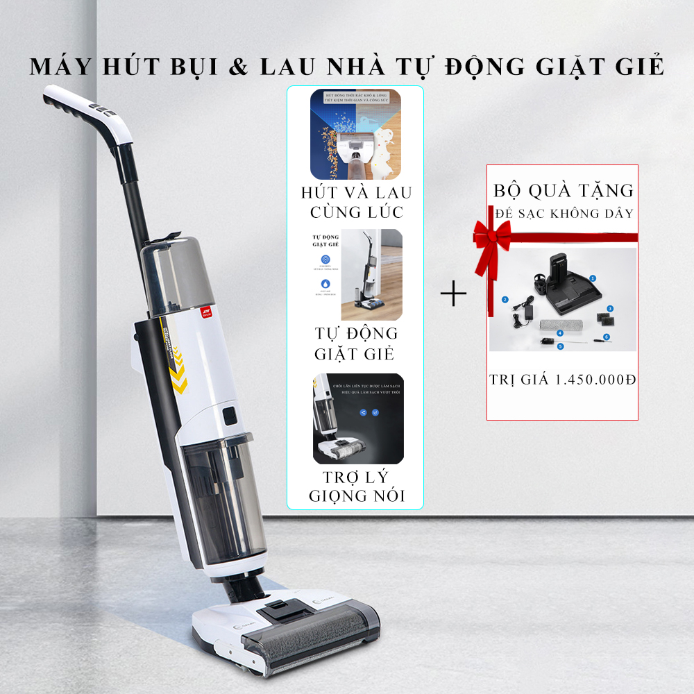 Máy hút bụi cầm tay kết hợp chức năng lau nhà tiện lợi, dễ dàng tháo lắp vệ sinh, tự động giặt khăn lau tiện lợi tiện dụng trong gia đình bạn Bảo hành 2 năm lỗi 1 đổi 1 trong 7 ngày