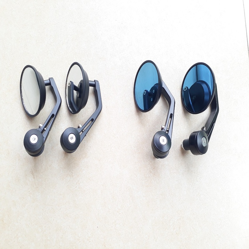 Gương gù tròn cafe racer gương gù tay lái chiếu hậu mặt kính trắng xanh chống lóa phù hợp mọi loại xe