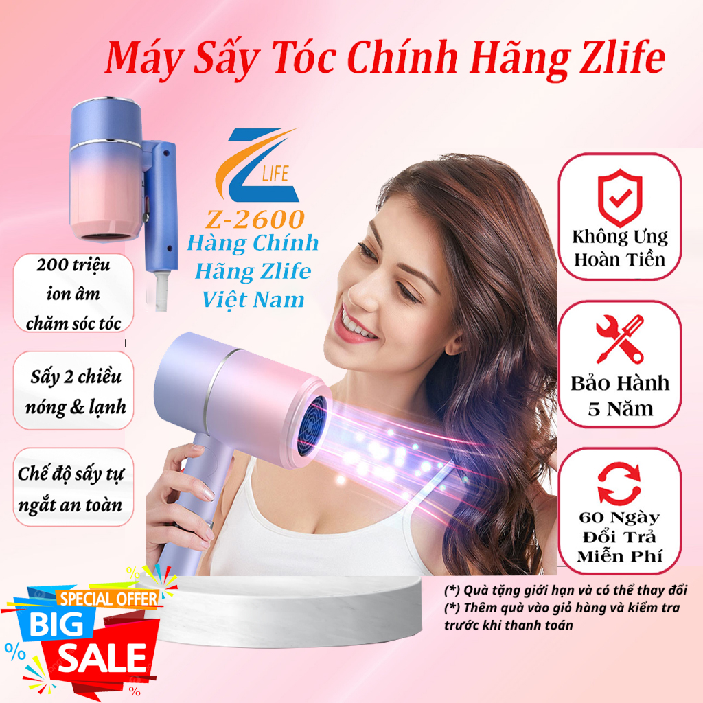 Máy sấy tóc mini 2600, Máy sấy tóc công suất lớn tạo kiểu tóc cho salon 2 chiều nóng lạnh bán kèm máy duỗi tóc uốn tóc dập xù chân tóc mini
