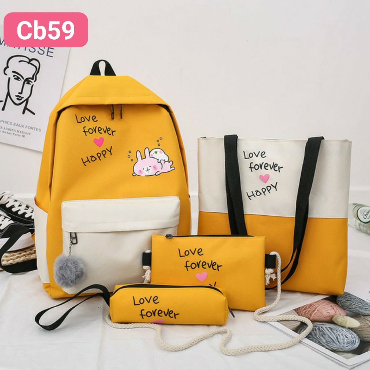Set balo nữ 4 món cute mã cb59