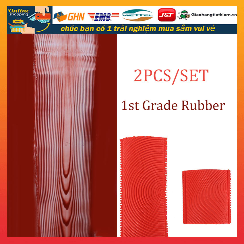 【Trong 24h gửi hàng】set 2 dụng cụ tạo vân gỗ sơn tường Cọ sơn giả gỗ cao su trang trí tường DIY