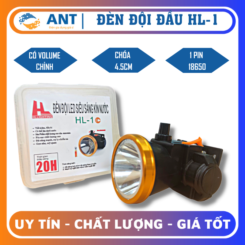 Đèn pin đội đầu sạc kín nước công tắc chỉnh HL1