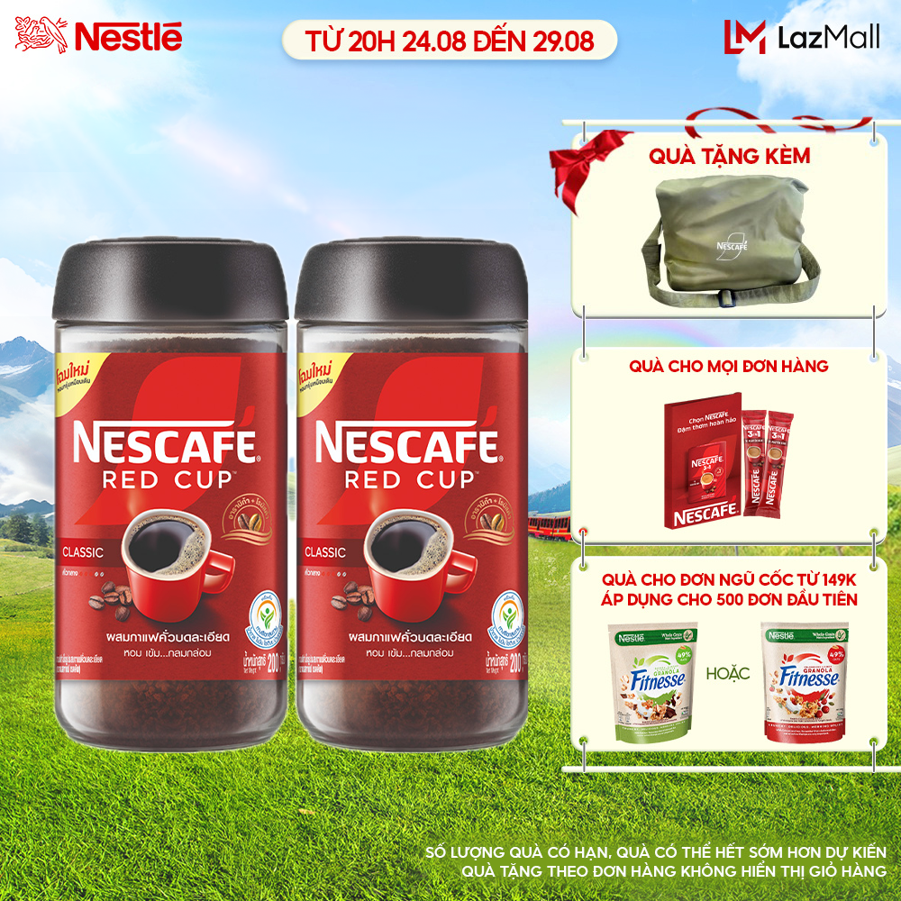 [QUÀ TẶNG THÁNG 8 - Mua 1 tặng 1 Túi vải dù Nescafe] Combo 2 Hộp Cà Phê Nescafé Red Cup (200g)