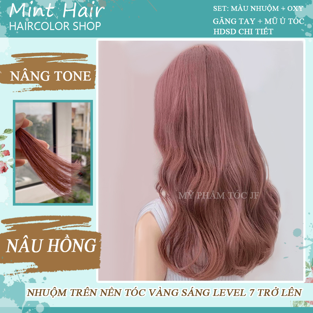 Thuốc nhuộm tóc màu NÂU HỒNG: Làm mới phong cách của bạn cùng với màu nhuộm tóc mới nhất: Nâu hồng. Màu sắc lãng mạn và ấn tượng này vừa dịu dàng vừa nhẹ nhàng, giúp bạn tạo nên vẻ đẹp đầy sức hút và thu hút mọi ánh nhìn.