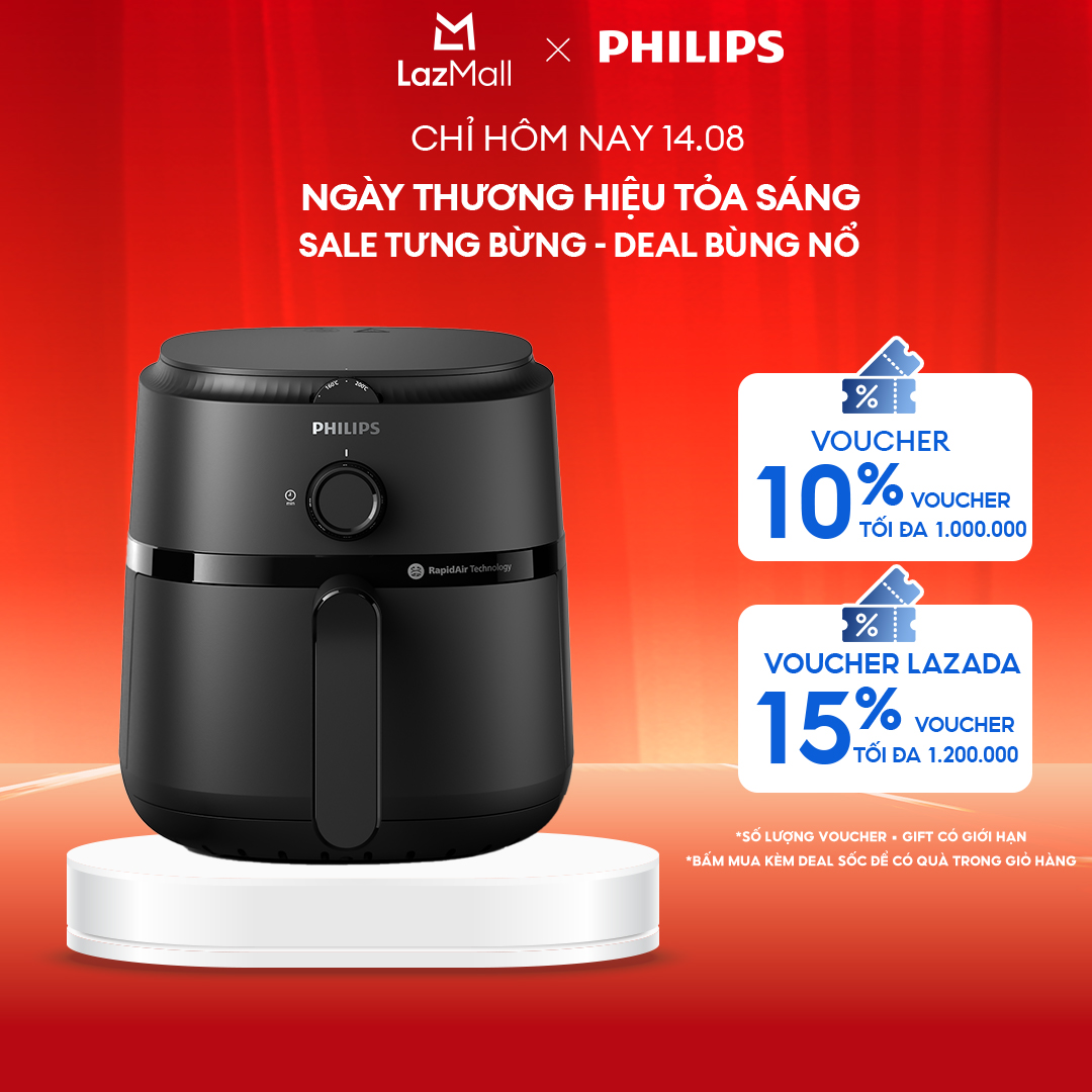 Nồi Chiên Không Dầu Philips NA120/00  12 trong 1 |4.2L |RapidAir Chín đều không lật trở - BH 2 năm - Hàng Phân Phối Chính Hãng