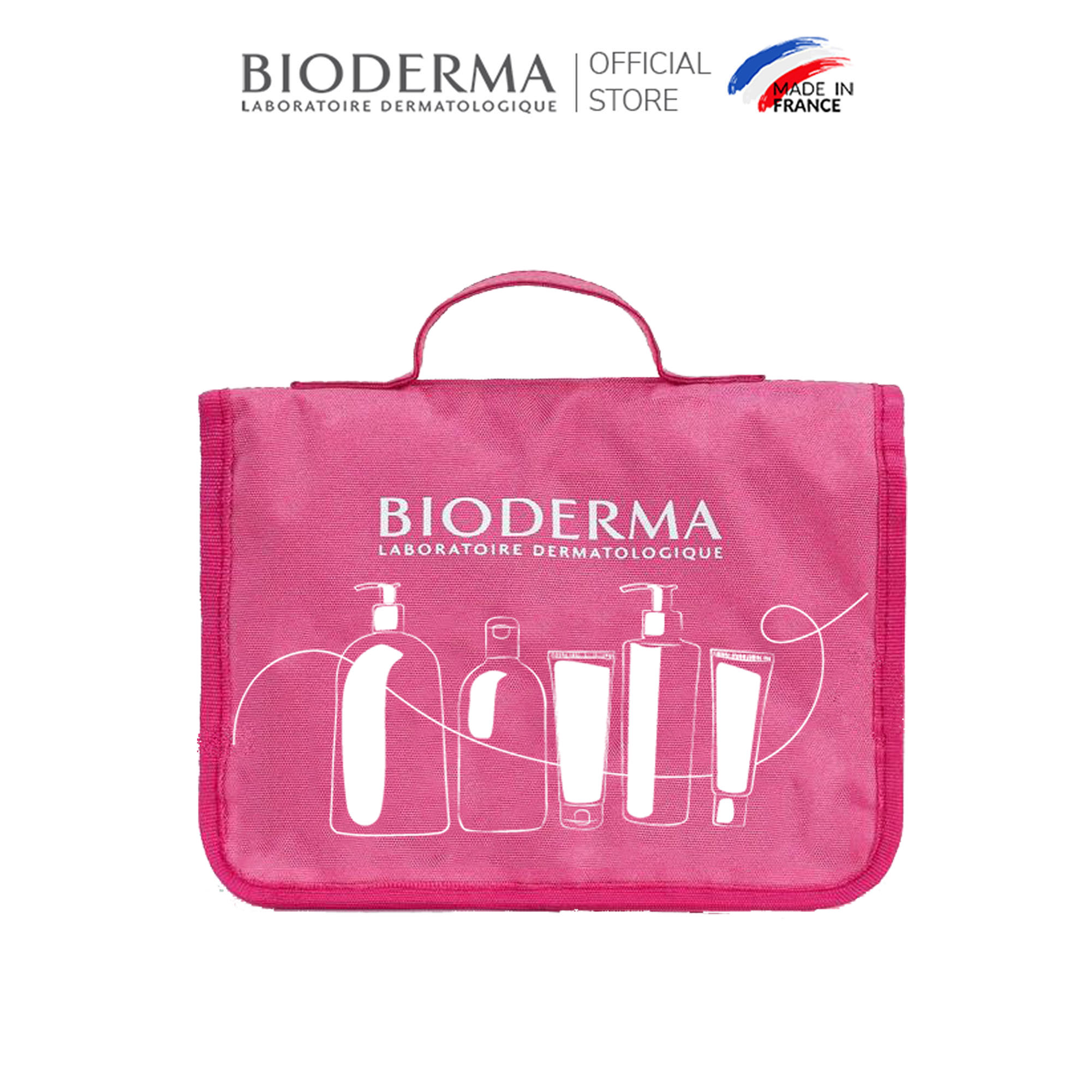 Túi đựng mỹ phẩm Travel Pouch Hồng (Họa Tiết Bioderma)