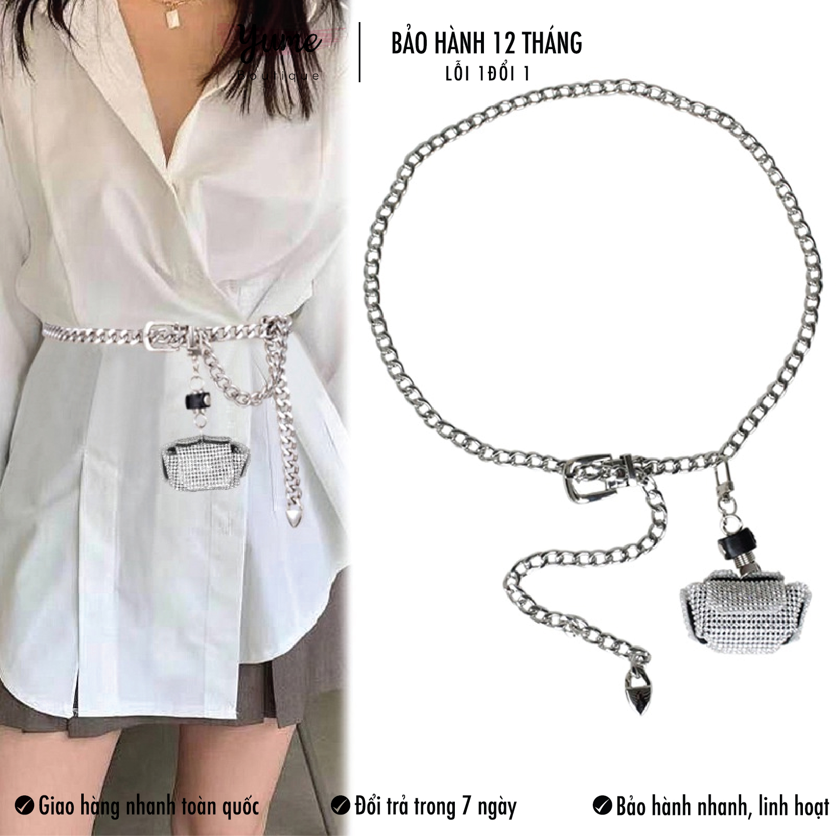 Túi mini đính đá lấp lánh, túi thắt lưng, đeo hông cực xinh phong cách hàn tt88