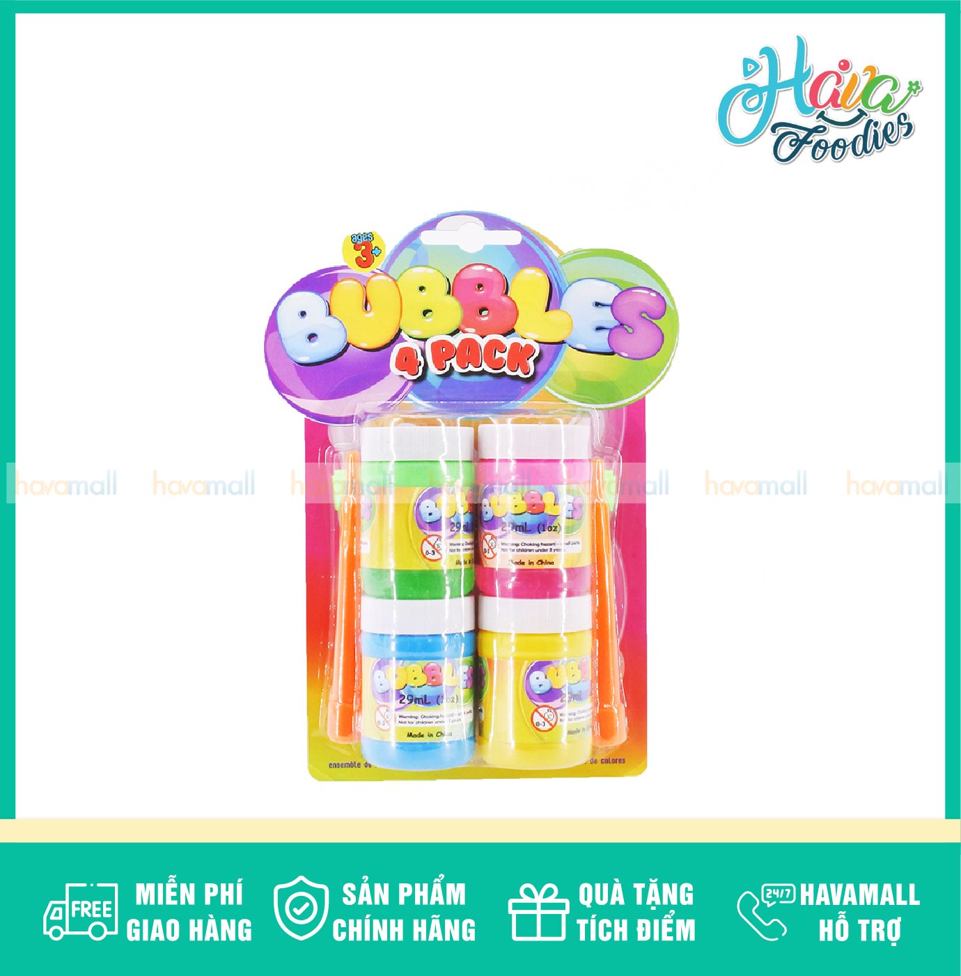 Bộ đồ chơi thổi bong bóng xà phòng 4 hộp an toàn cho bé uncle bills