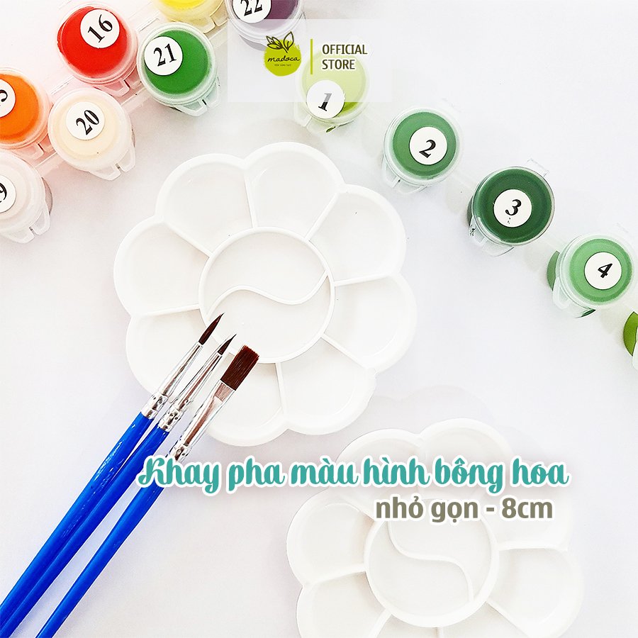Khay pha màu hình bông hoa