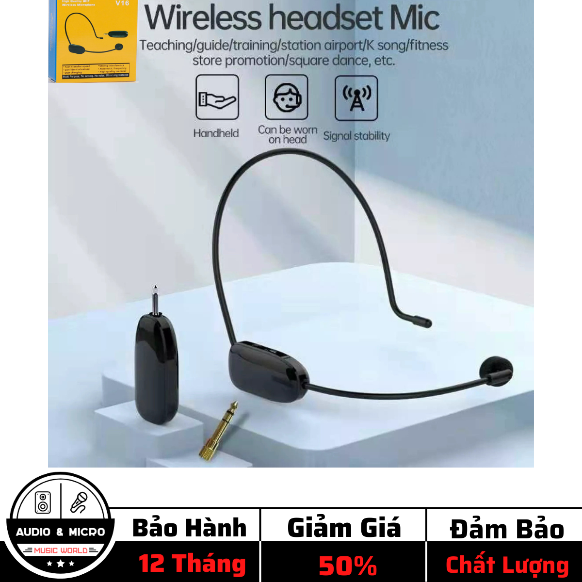 Micro không dây đeo tai zansong v16 hay mic trợ giảng đa năng v16 phù hợp cho mọi thiết bị, thuyết trình, giảng dạy-micro trợ giảng không dây zansong v16 thu phát 50m-sóng khoẻ-mic rõ, mic đeo tai không dây cao cấp, quà 50k-h2pro audio