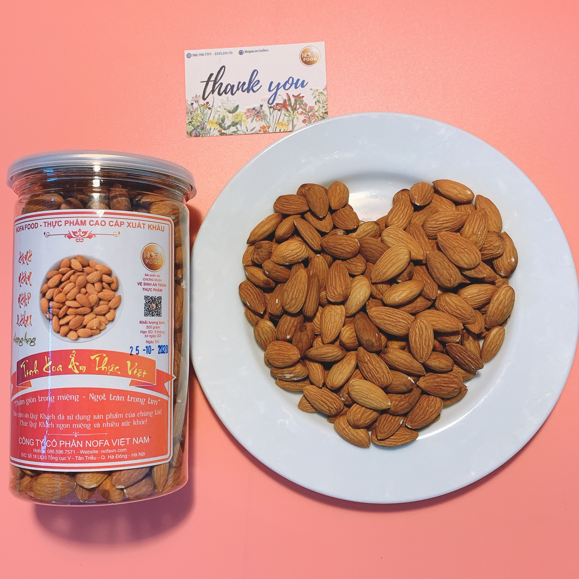 [FREESHIP] Hạt Hạnh Nhân Mỹ NOFA FOOD 500g (hàng nhập khẩu đã tách vỏ, rang không chất phụ gia, thơm giòn, không hôi dầu, món ăn vặt dinh dưỡng cho mẹ bầu, dân công sở,tốt cho sức khỏe,đồ ăn vặt)