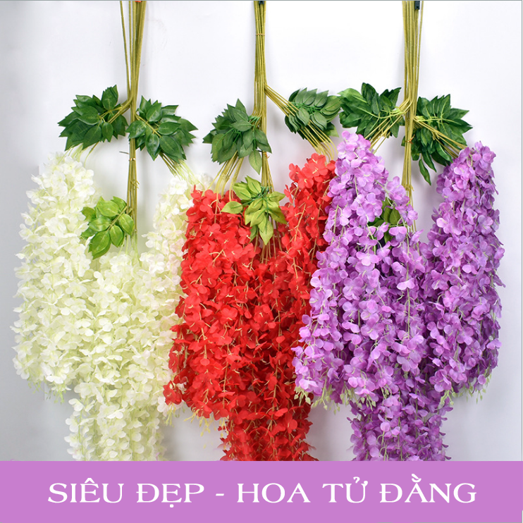 Hoa tử đằng dây treo dài 110cm - Hoa giả lụa trang trí lễ kết hôn, sự kiện, nhà hàng, tiệc cưới, ngoại thất