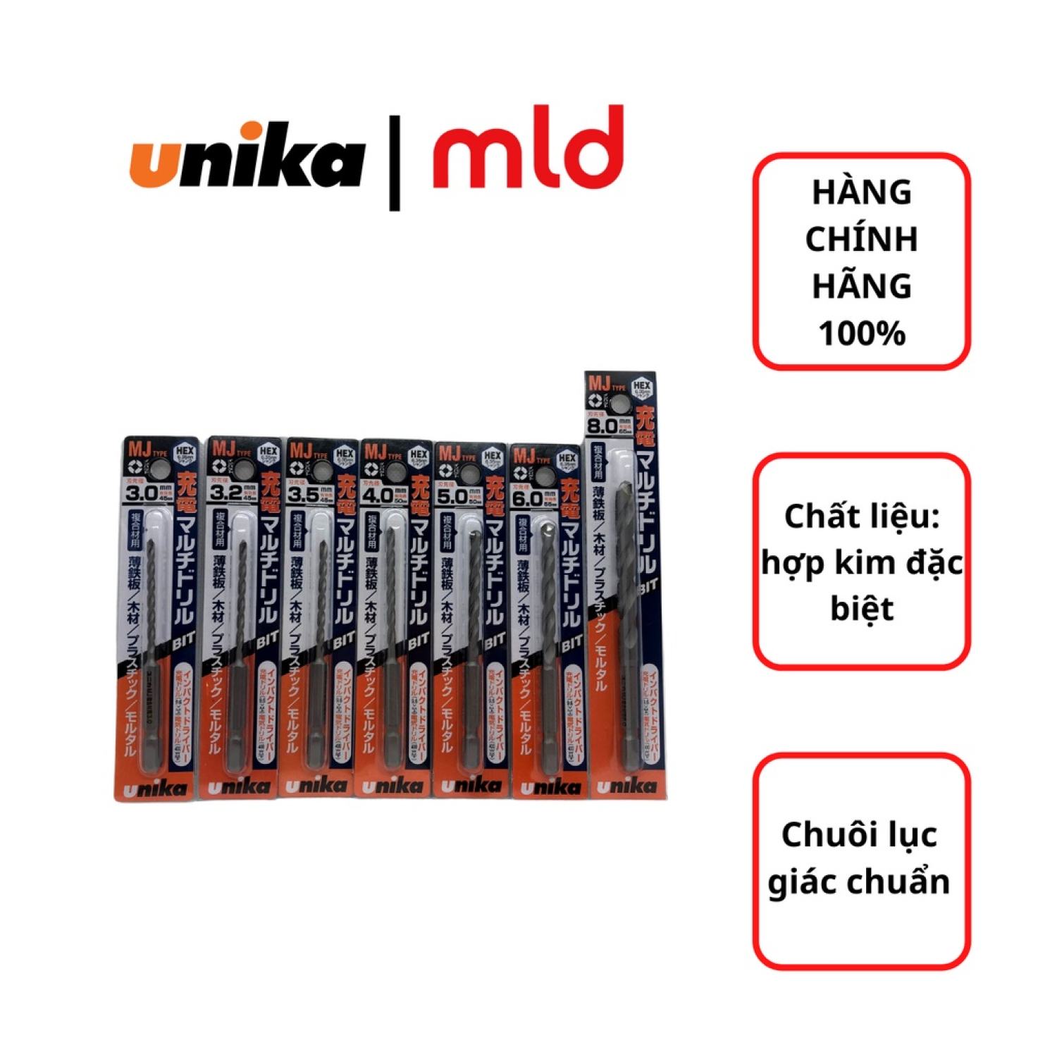 Mũi khoan đa năng chân lục giác Unika mã MJ