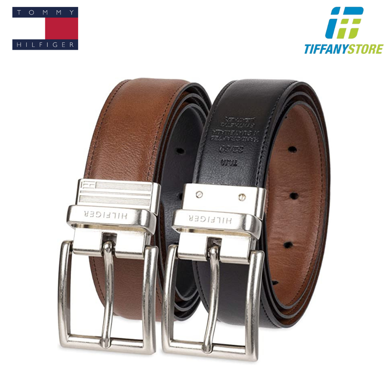 [HCM]Thắt lưng Tommy Hilfiger Mens Dress Reversible Belt with Polished Nickel Buckle - 11TL08X013