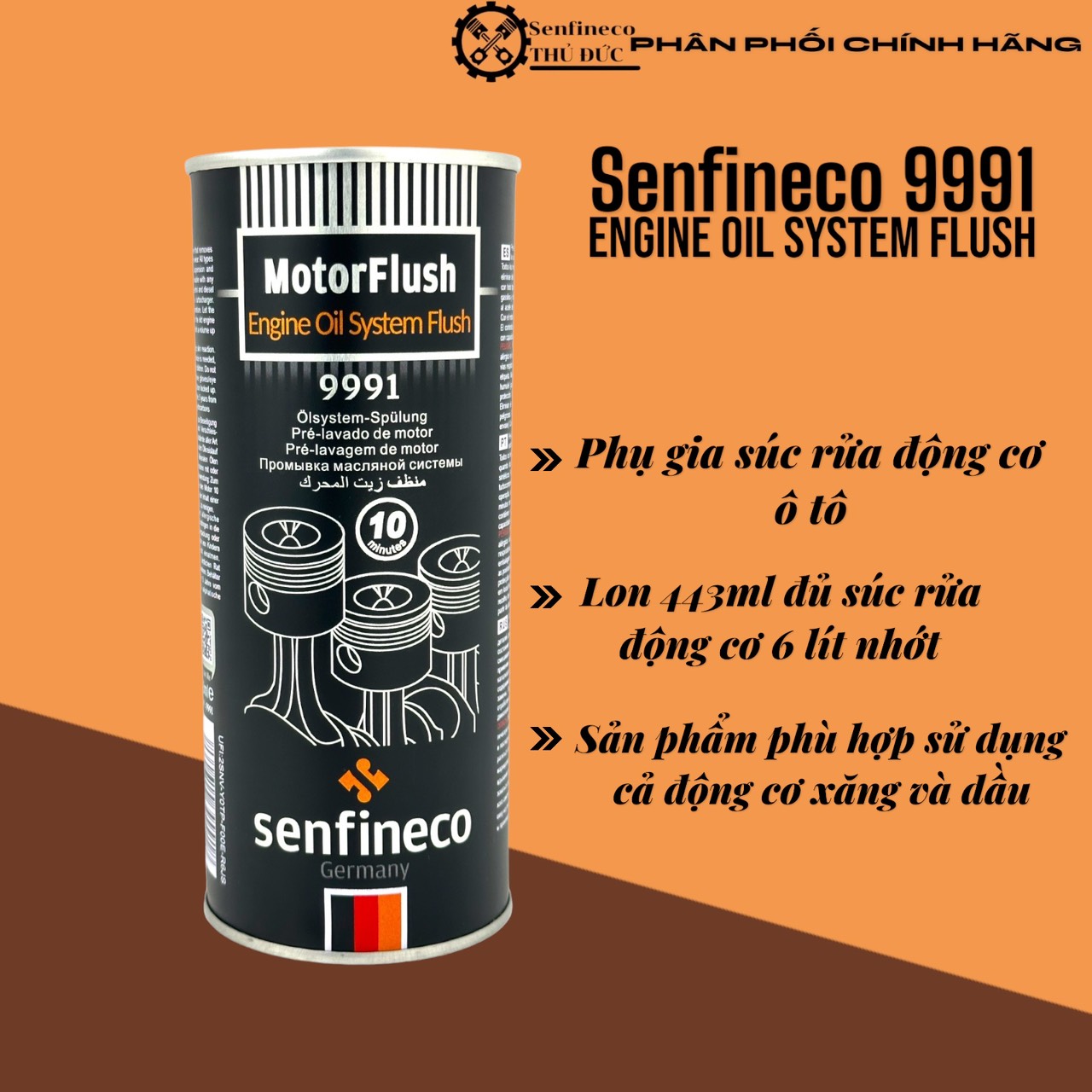 Dung dịch súc rửa động cơ ô tô - senfineco motor flush engine oil system flush 9991