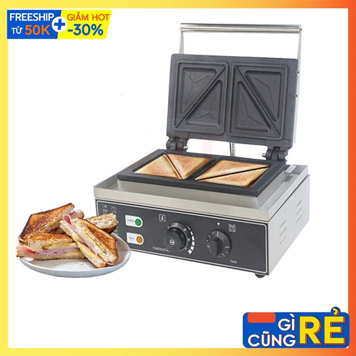 Máy làm bánh hotdog 4 tam giác waffle, nướng bánh mỳ sanwich