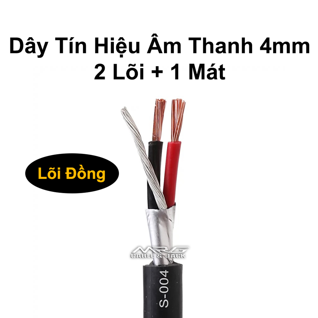 Dây Tín Hiệu Âm Thanh 4mm Chống Nhiễu Lõi Đồng 2 lõi + 1 mát giá bán 1met. dùng hàn jack âm thanh. 