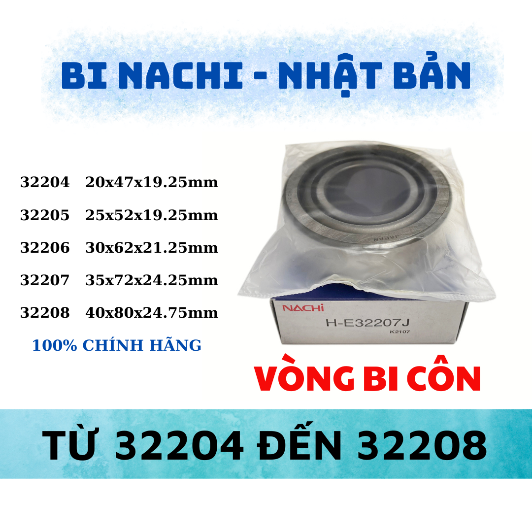 Vòng bi côn NACHI 32204, 32205, 32206, 32207, 32208