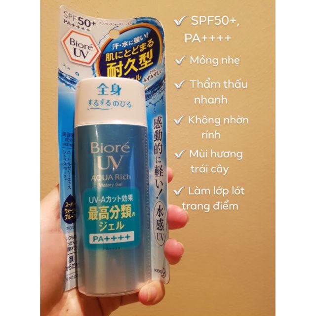 Kem Chống Nắng Biore Uv Aqua Rich Watery Essence Spf50+ Pa++++ 90G