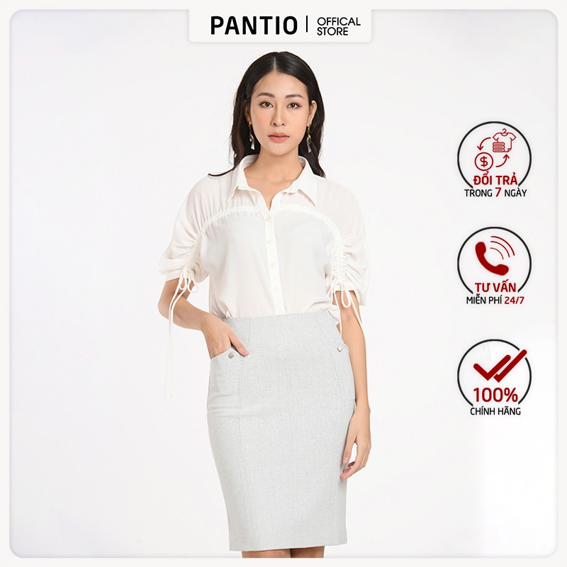 Áo sơ mi nữ dáng suông cổ đức tay lỡ bo chun fas52366 - pantio