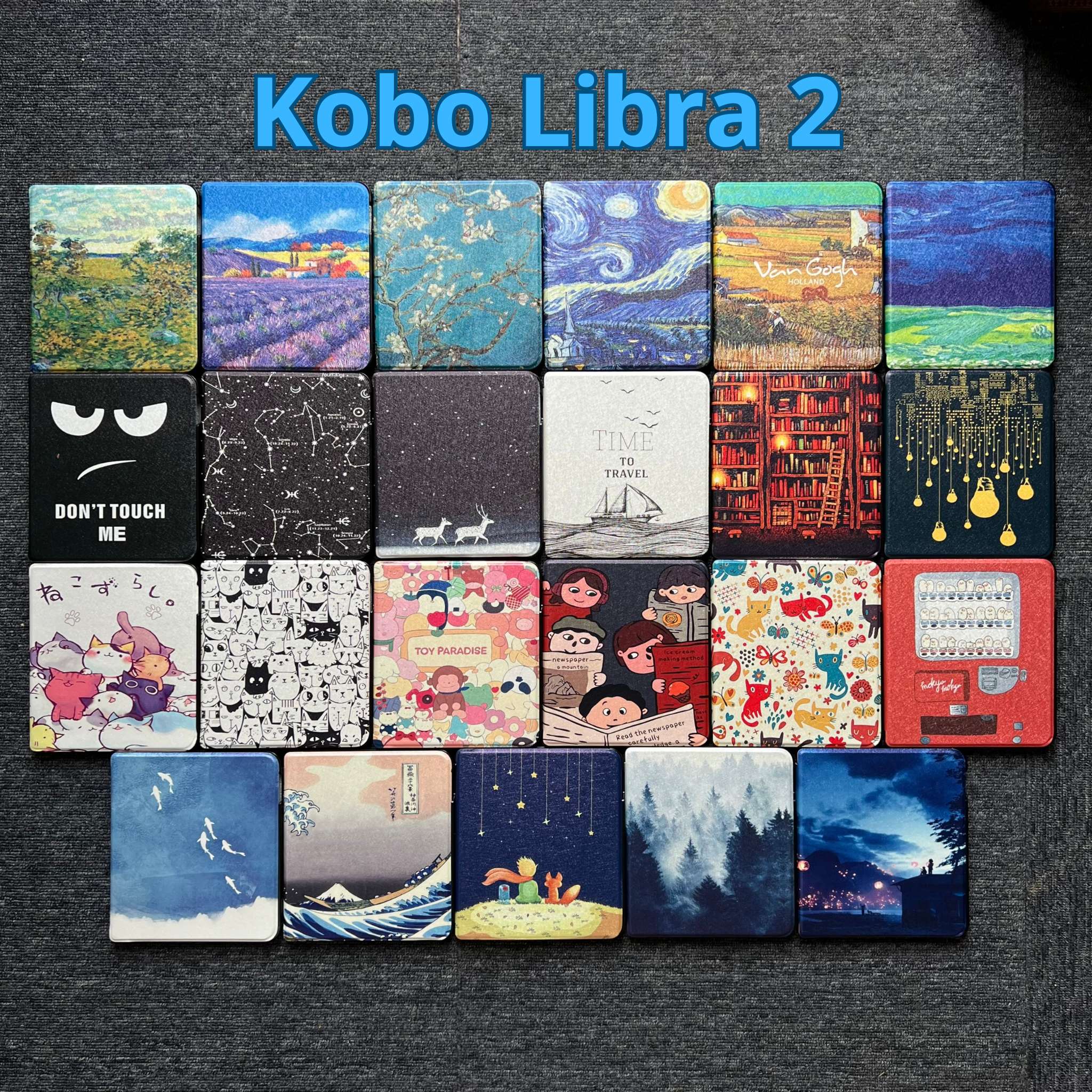Bao da cover kobo libra 2, case máy đọc sách kobo libra 2 trơn/hoạ tiết