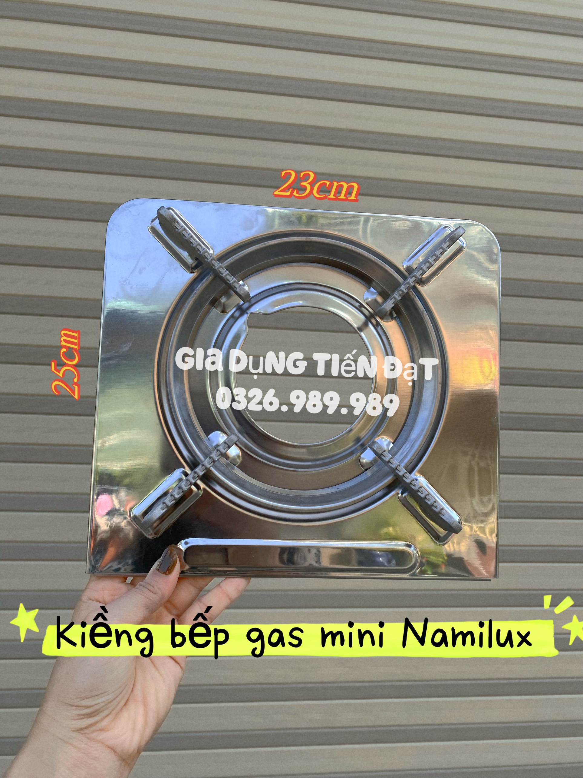 Kiềng bếp gas mini vuông- kiềng bếp gas inox du lịch Namilux- KT 25cm x 23cm- Chính hãng NAMILUX