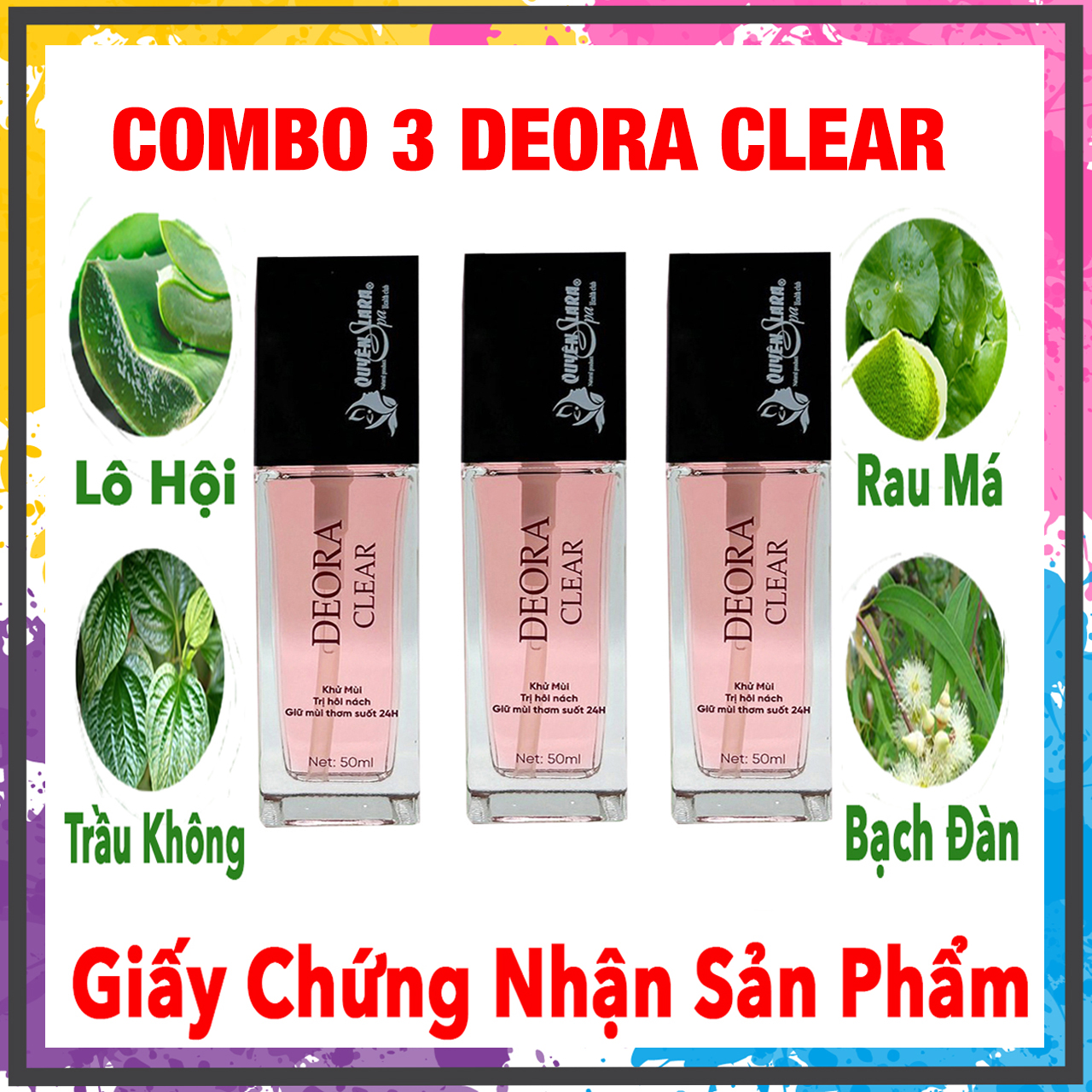 Combo 3 lọ xịt khử mùi deora clear - hôi nách, thâm nách, ra mồ hôi nách | dung tích 50ml - hàng chính hãng