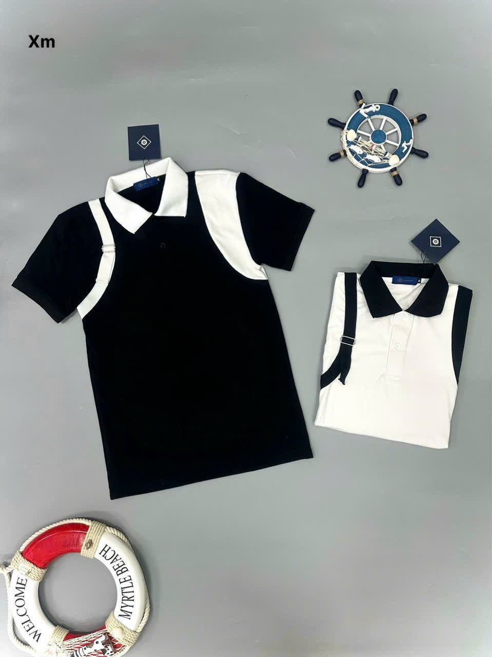 ÁO thun POLO nam có cổ tay ngắn phối màu loang in họa tiết L.V chất thun lạnh co dãn, thoáng khí 2 màu đen, trắng giá rẻ - 3