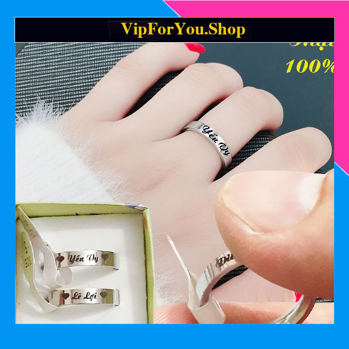 Nhẫn nam, nữ inox khắc tên siêu đẹp - đảm bảo đẹp, không phai