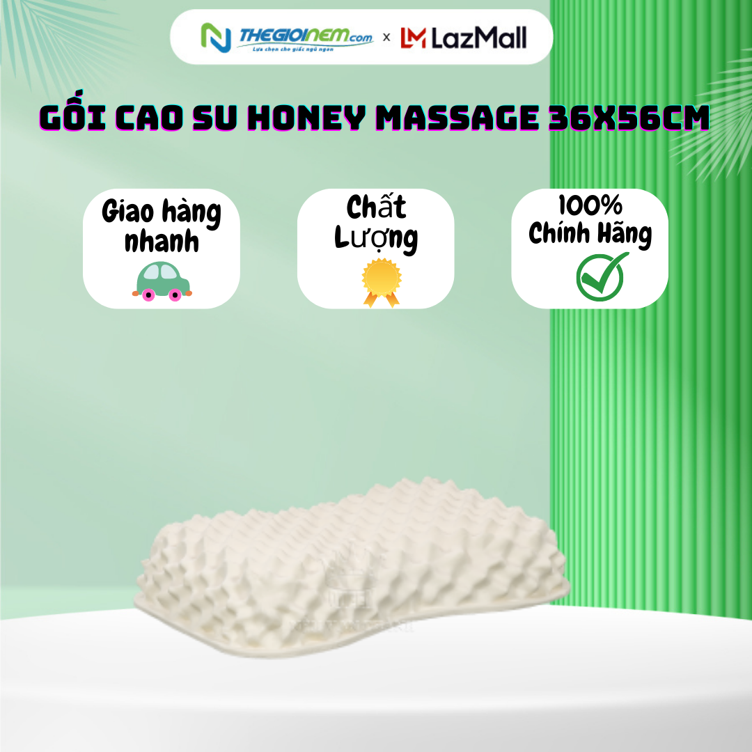 Gối nằm cao su thiên nhiên honey massage vạn thành 35x60x12cm