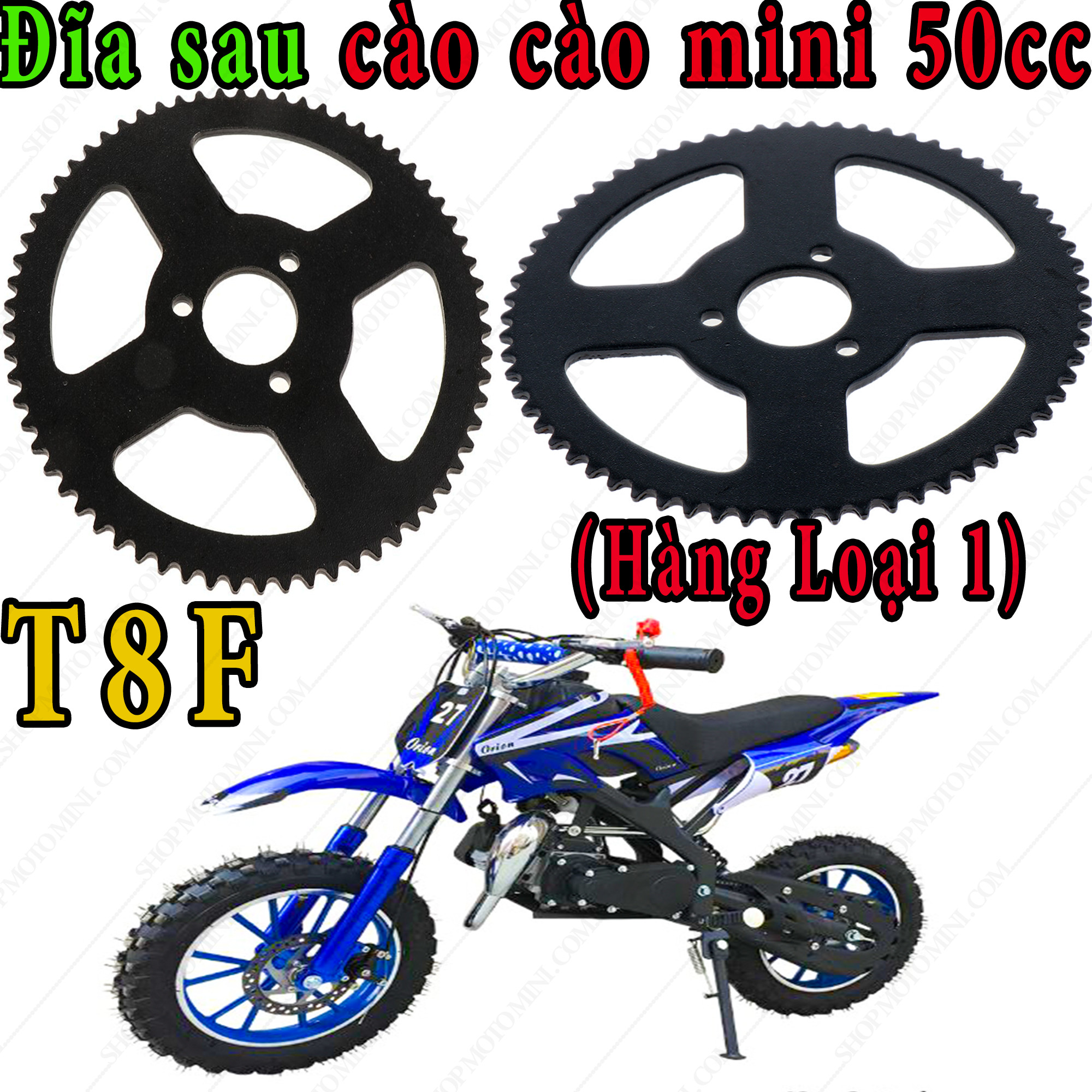 Đĩa sau xe cào cào mini 50cc | moto mini 49cc | Nhông chuyền bánh dĩa sau xe cao cao T8F | xe gắn máy cắt cỏ