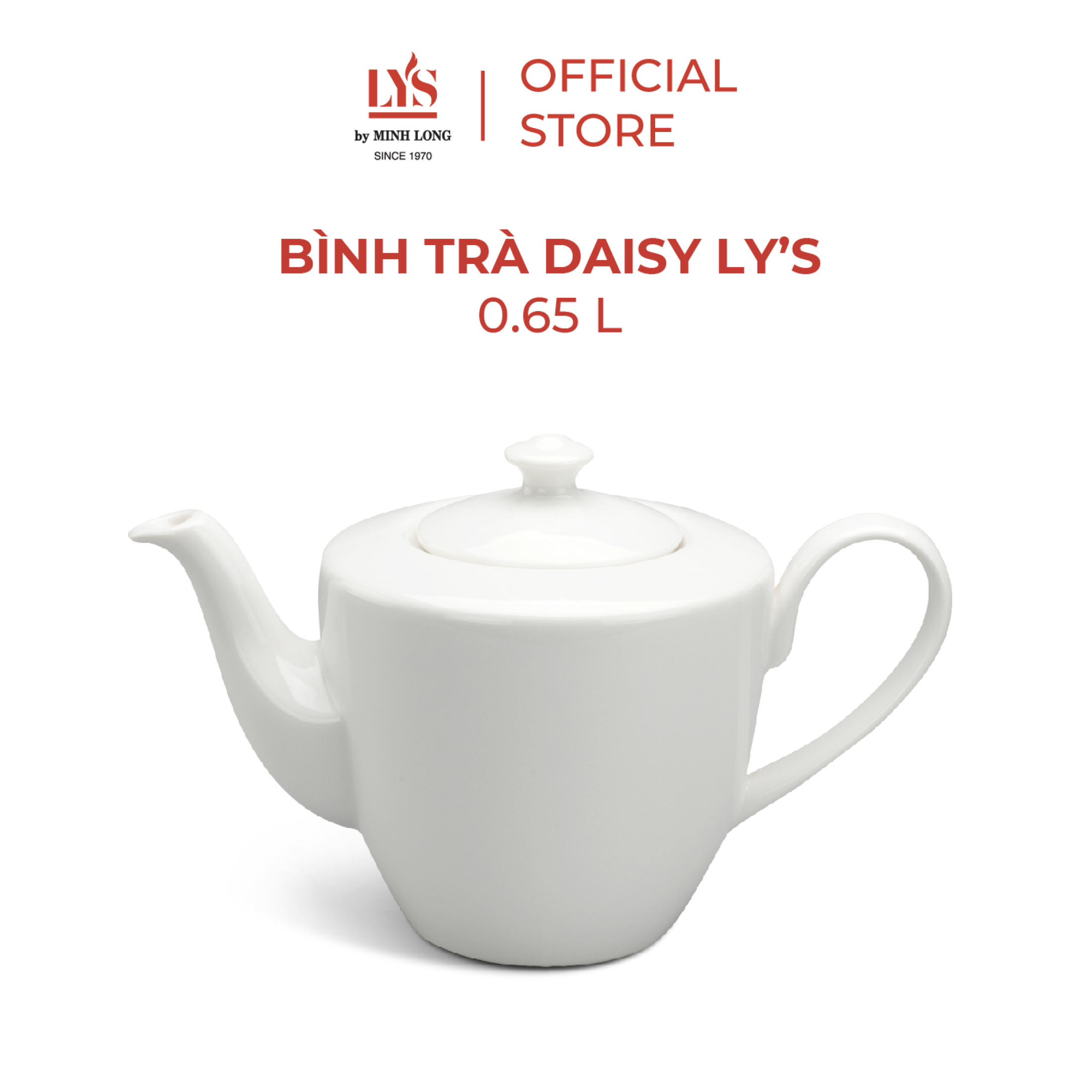 Bình Trà Minh Long 0.65L Daisy Lys Trắng Ngà sứ cao cấp, kiểu dáng đẹp, sang trọng, đẳng cấp
