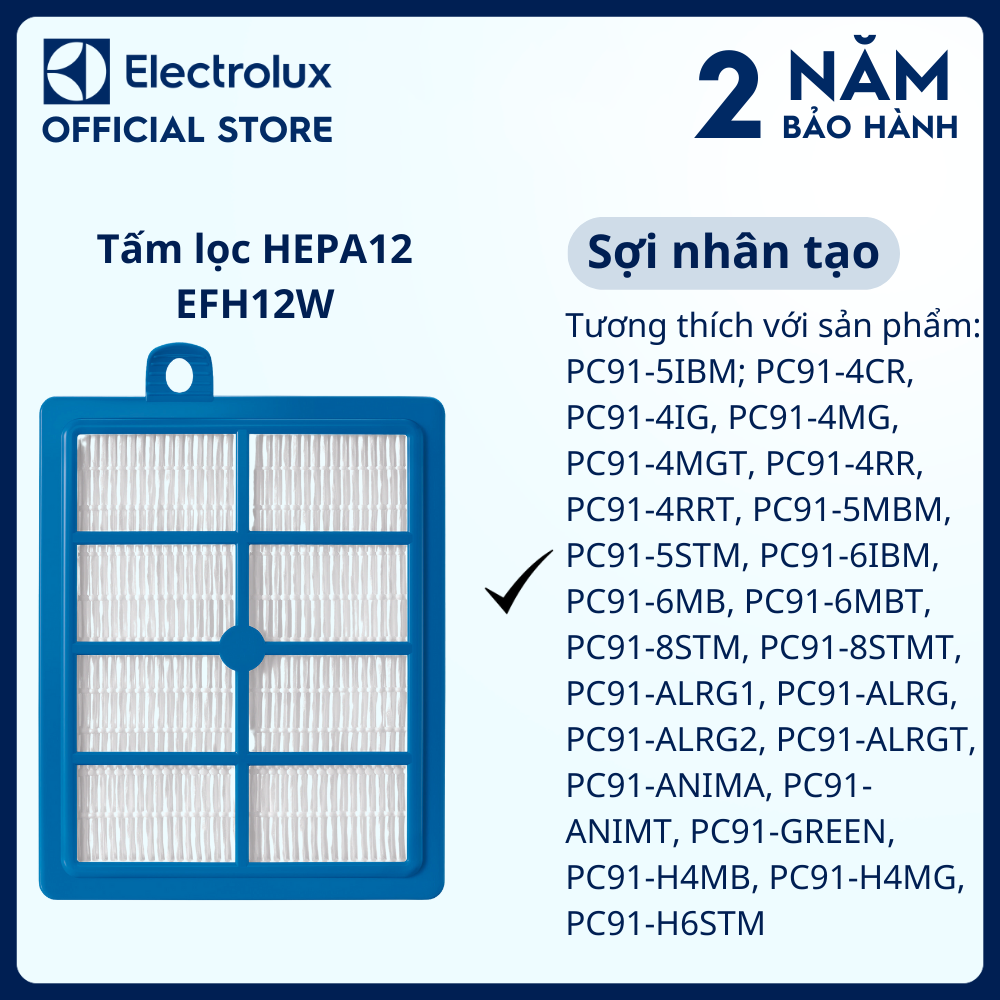 Tấm lọc electrolux hepa12 efh12w, hiệu quả lọc bụi
