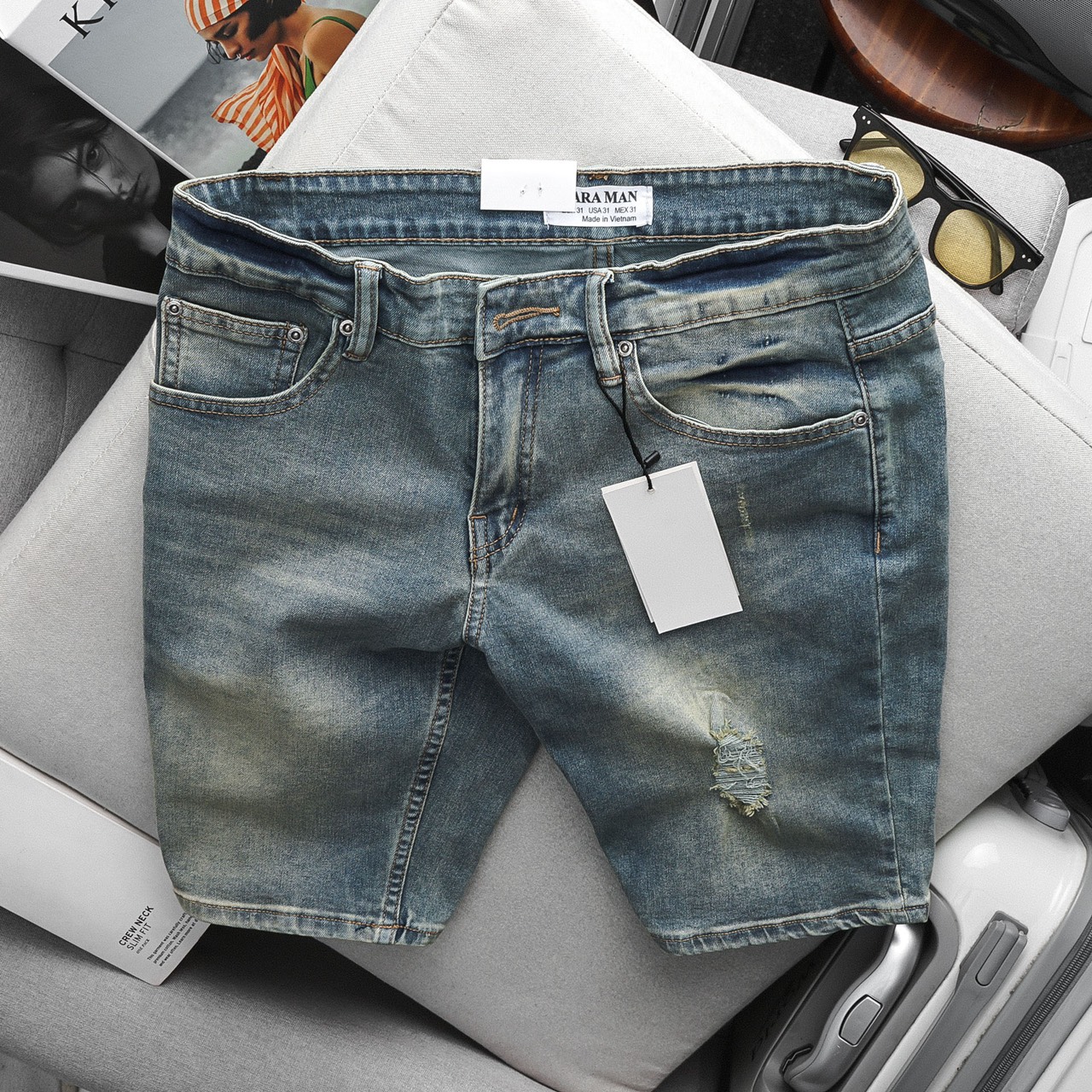 Quần Short Jean Nam Màu Bụi Xuất Xịn Đẹp Giá Rẻ