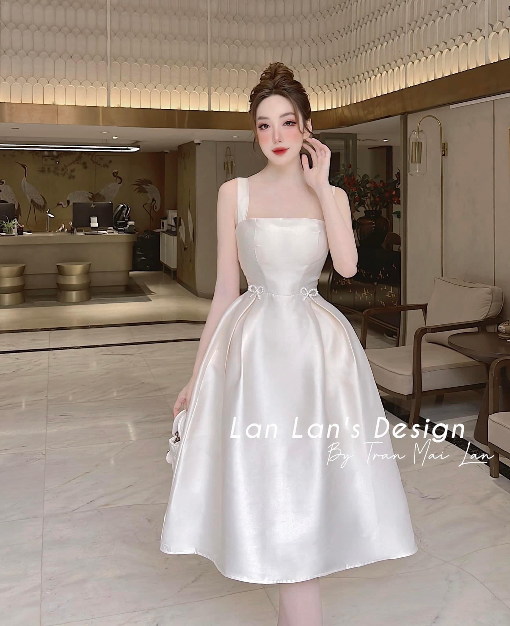 Đầm tapda hai dây bản to chiết eo đính nơ cườm nhỏ kiểu xòe thanh lịch quyến rũ, đầm nữ dự tiệc 2 dây dáng xòe trẻ trung sang chảnh, đầm dự tiệc hai dây dáng dài siêu đẹp