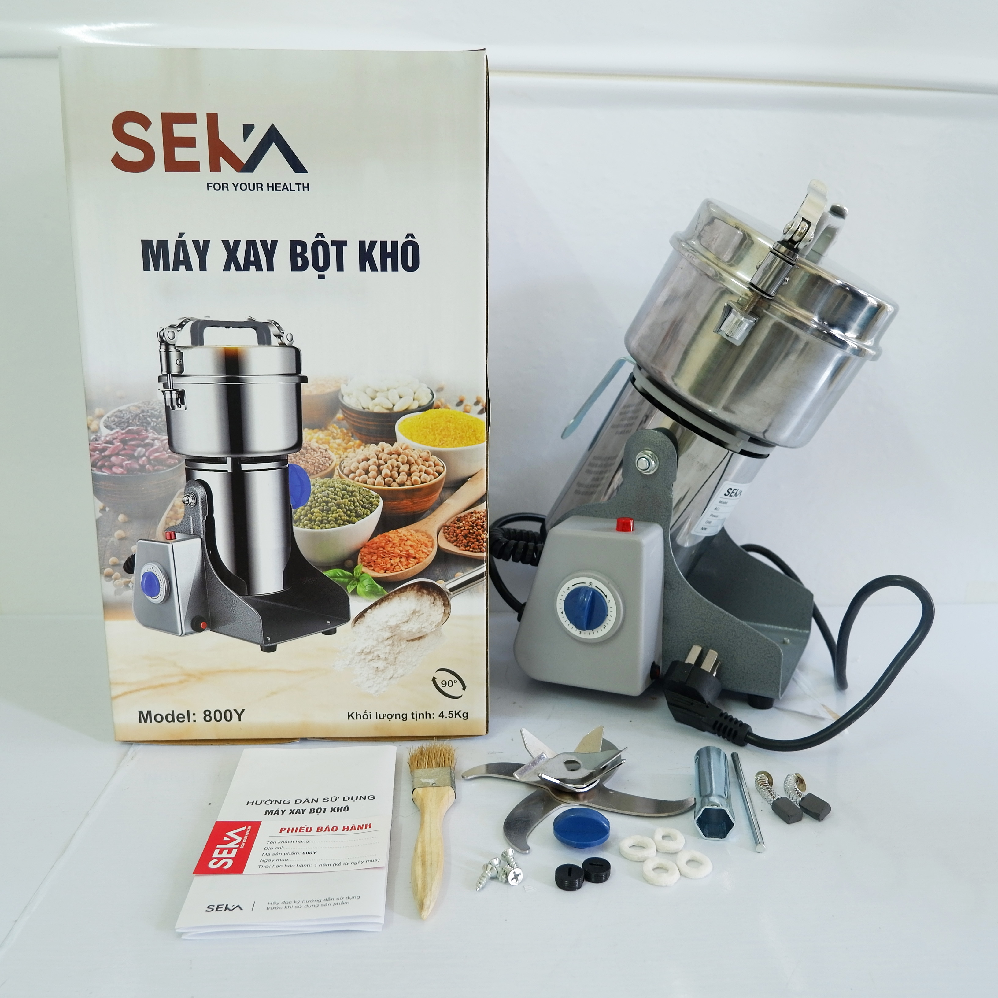 Máy xay bột khô 3000w seka sk200 - máy xay nghệ tươi mini đa năng cao cấp- máy xay bột tinh bột nghệ ngũ cốc tam thất loại 800g nắp gài inox 304 sáng bóng đẹp