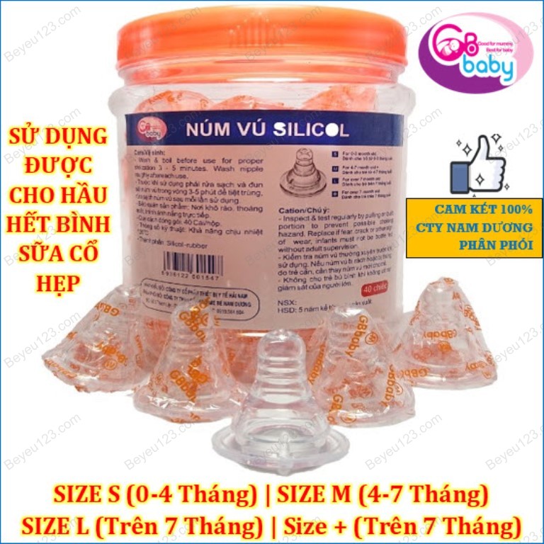 1 Núm ti silicone mềm CỔ HẸP GB BABY - Phụ kiện thay thế cho tất cả các bình sữa CỔ HẸP (tiêu chuẩn) GBB GB2530