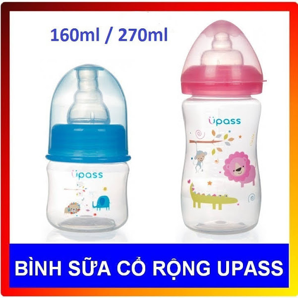Bình Sữa Chống Sặc Upass Thái Lan Cổ Rộng cho bé 160ml/270ml