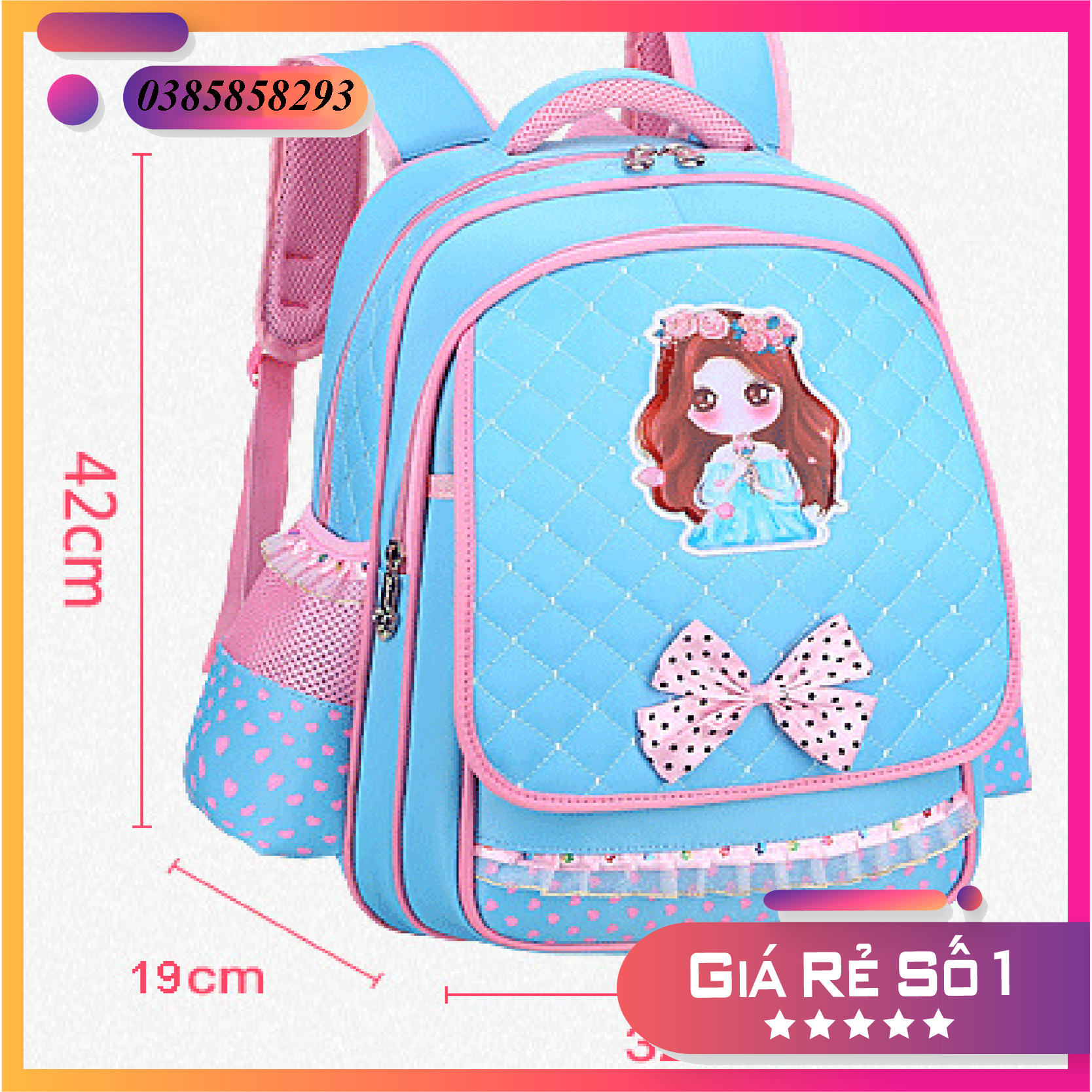 [SIZE 42- dành cho bé lớp 3 đến lớp 6] Balo đi học cho bé gái cấp 1 dễ thương hình công chúa cô gái cặp sách chống thấm nước cho trẻ tiểu học