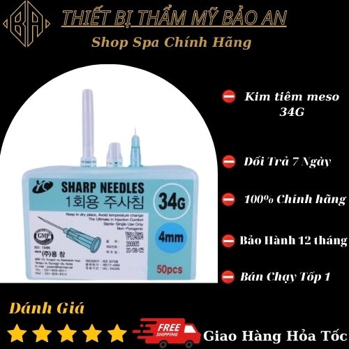 Đầu kim tiêm meso 34g 4mm hàn quốc tiêm prp căng bóng tinh chất tách lẻ 1 đầu.