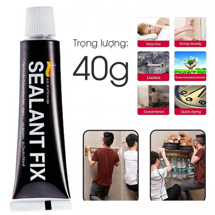 KEO DÁN ĐA NĂNG SEALANT FIX 40G - DÍNH TRÊN MỌI BỀ MẶT, DÍNH BÊ TÔNG, DÍNH KIM LOẠI, Keo Dán Sealant Fix Dán Cơ Khí, Dán Inox Lên Tường loại lớn,Keo Dán Nội Thất Sealant FIX Siêu Chắc